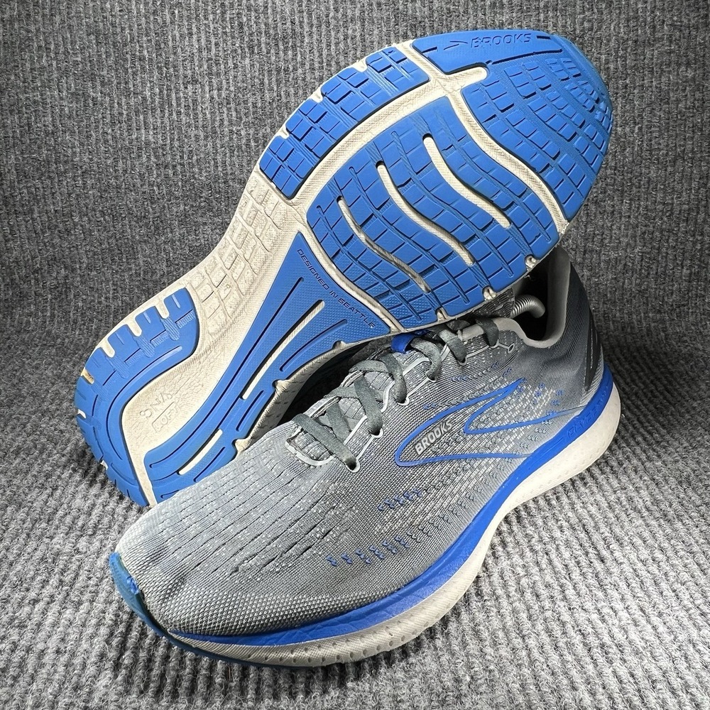 Brooks Glycerin 19 Men's Size 13 Quarry Grey Zap Blue Running Shoes 1103561D095 - Picture 14 of 16